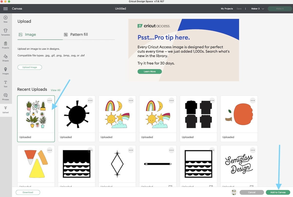 screenshot of Cricut design space