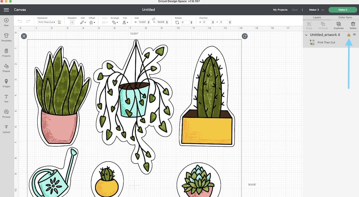 resizing plant art in cricut