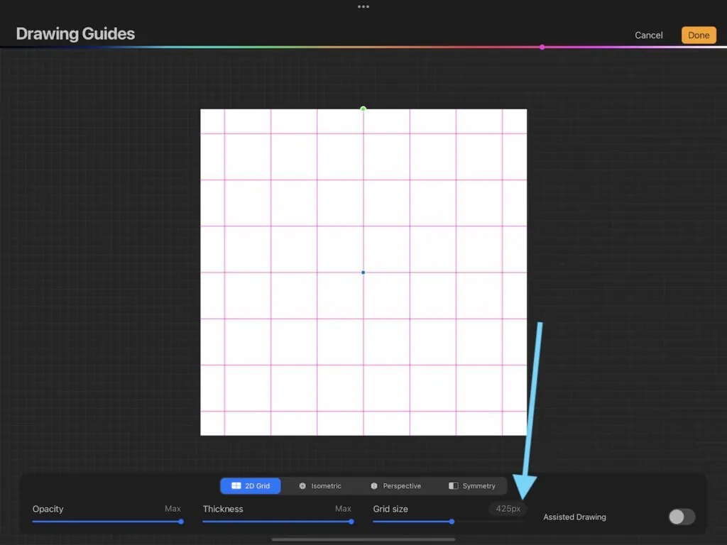 drawing grid in procreate