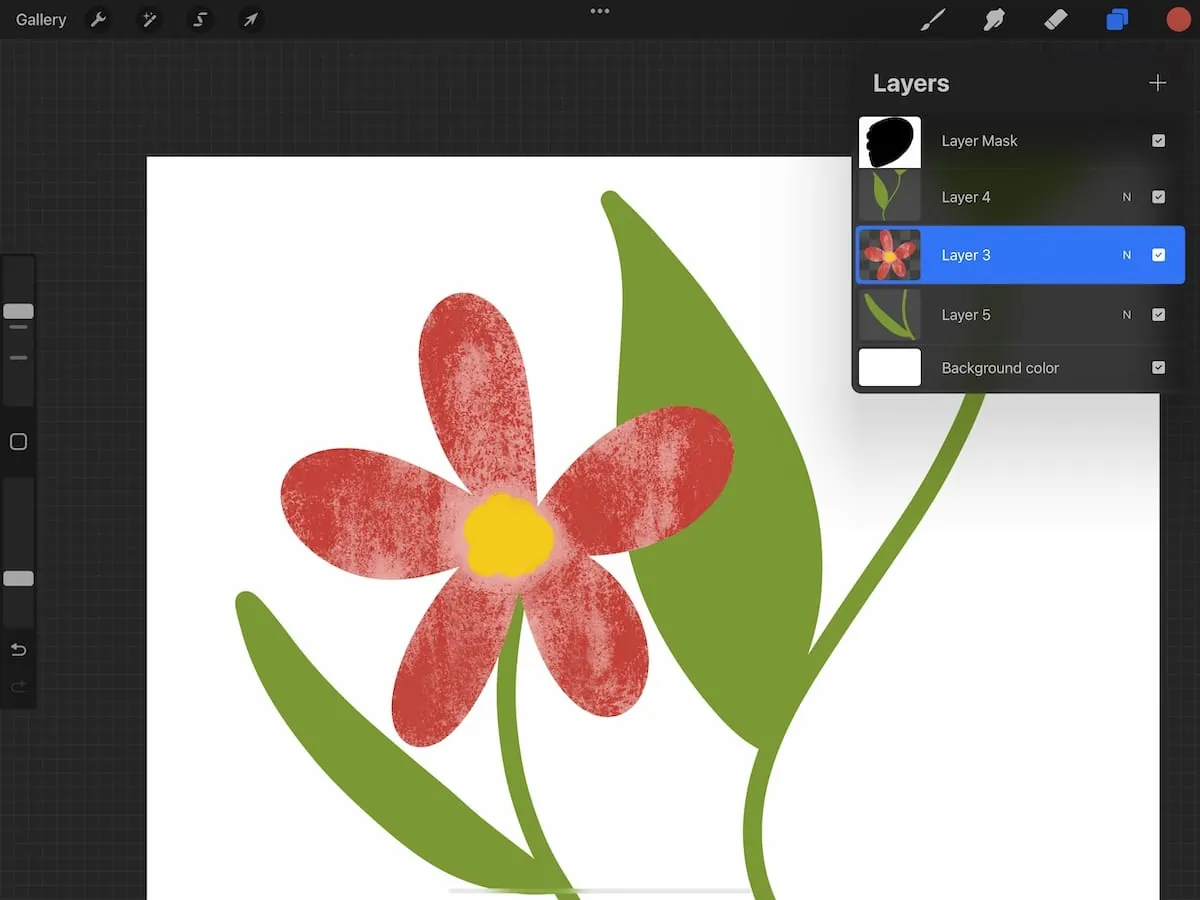 using alpha lock to add red texture to pink flower