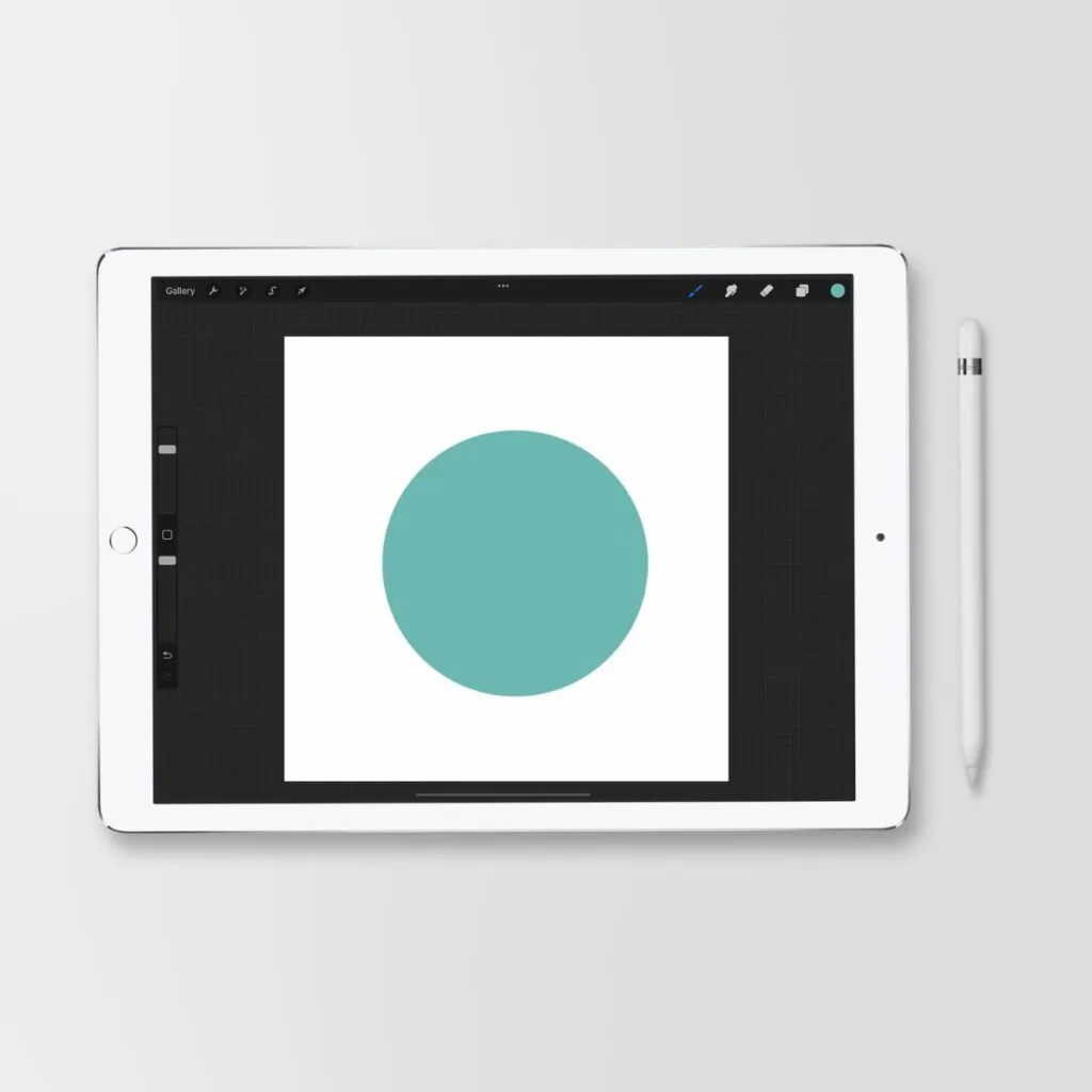 ipad with circle drawn