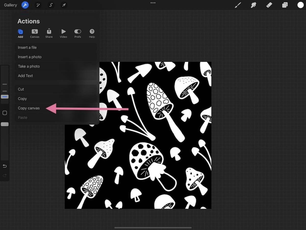 mushroom pattern in procreate 