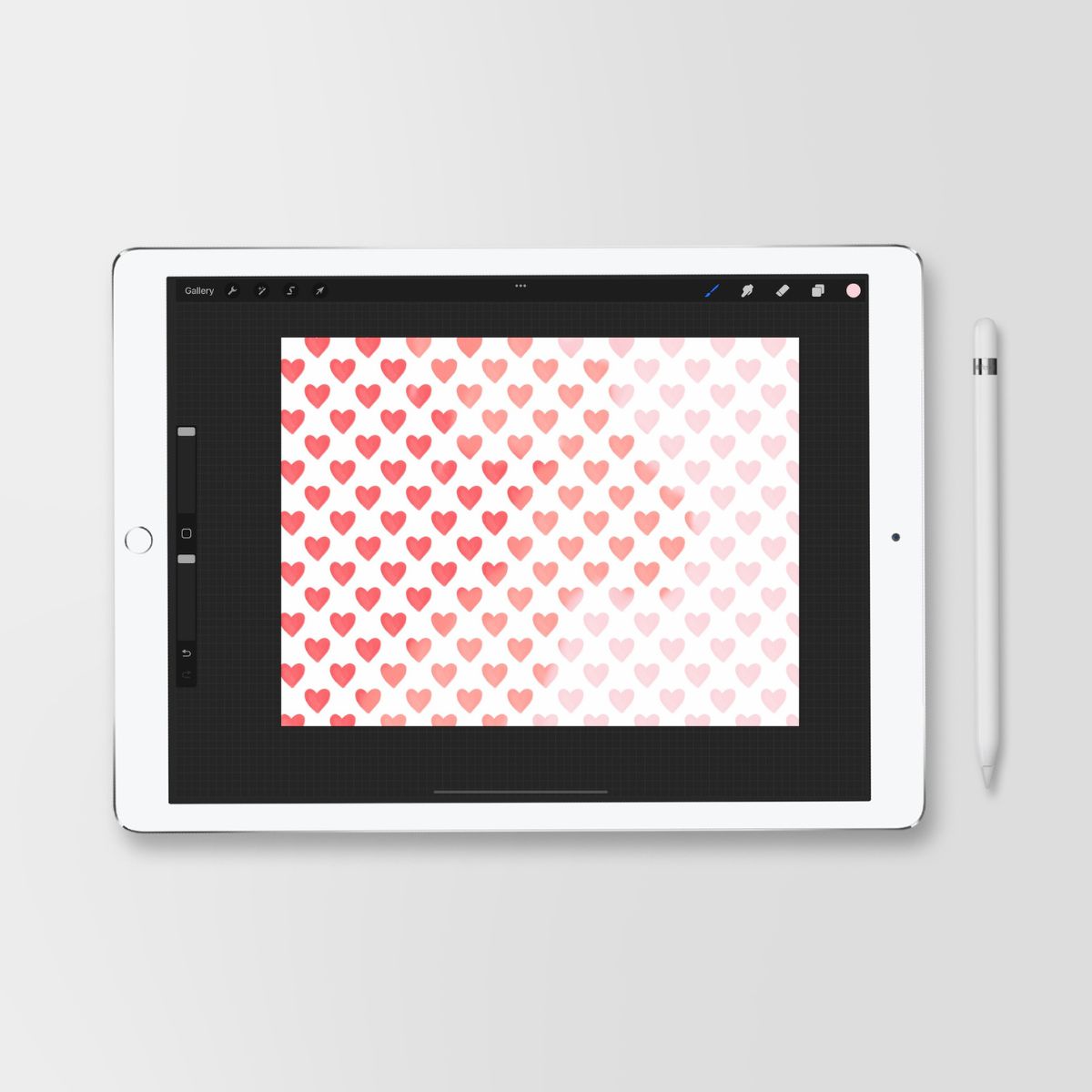 iPad with pink heart pattern