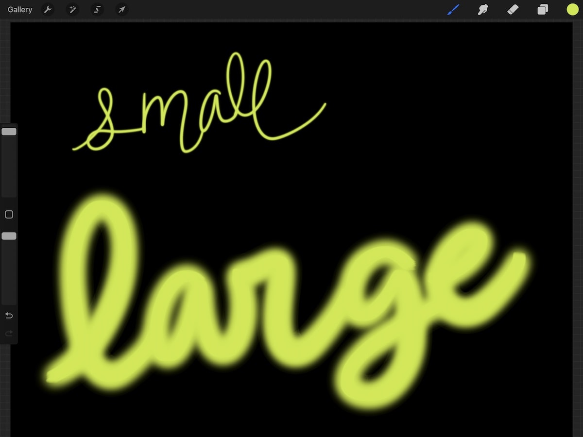 resizing brush to make it glow more