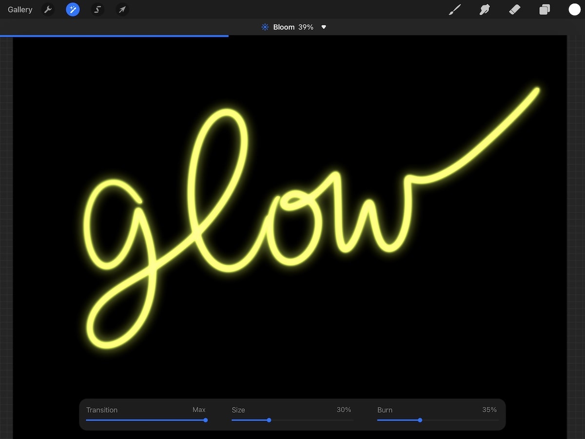 adding bloom effect to lettering