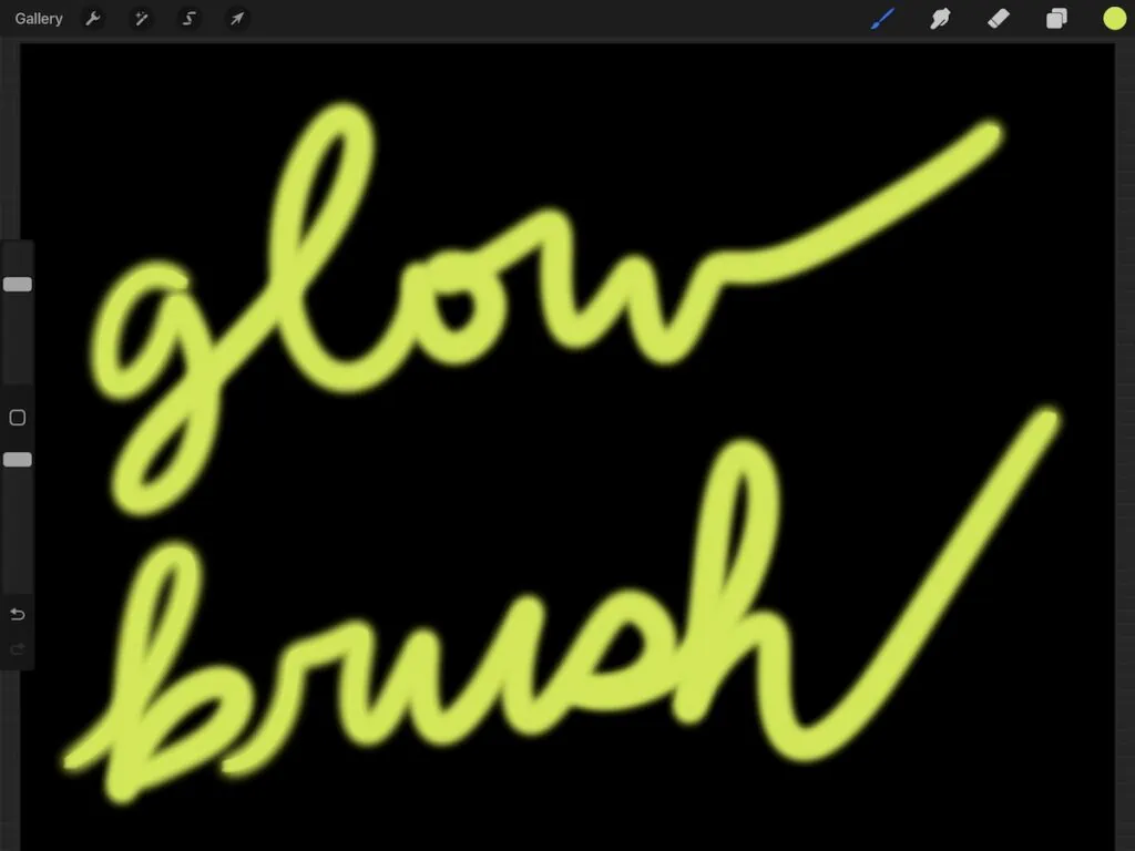 procreate screenshot "glow brush" written