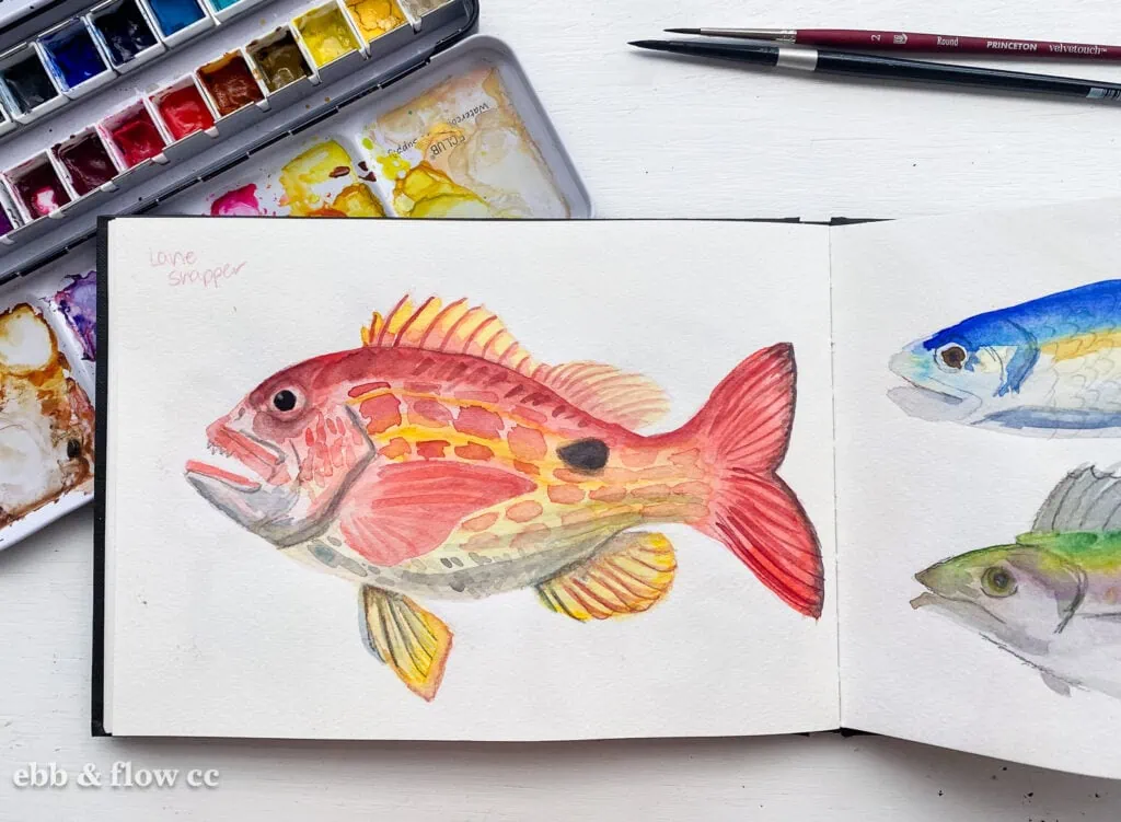 watercolor painting of fish