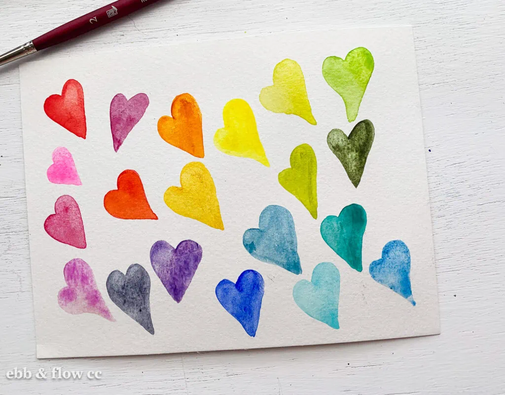 watercolor heart color swatches