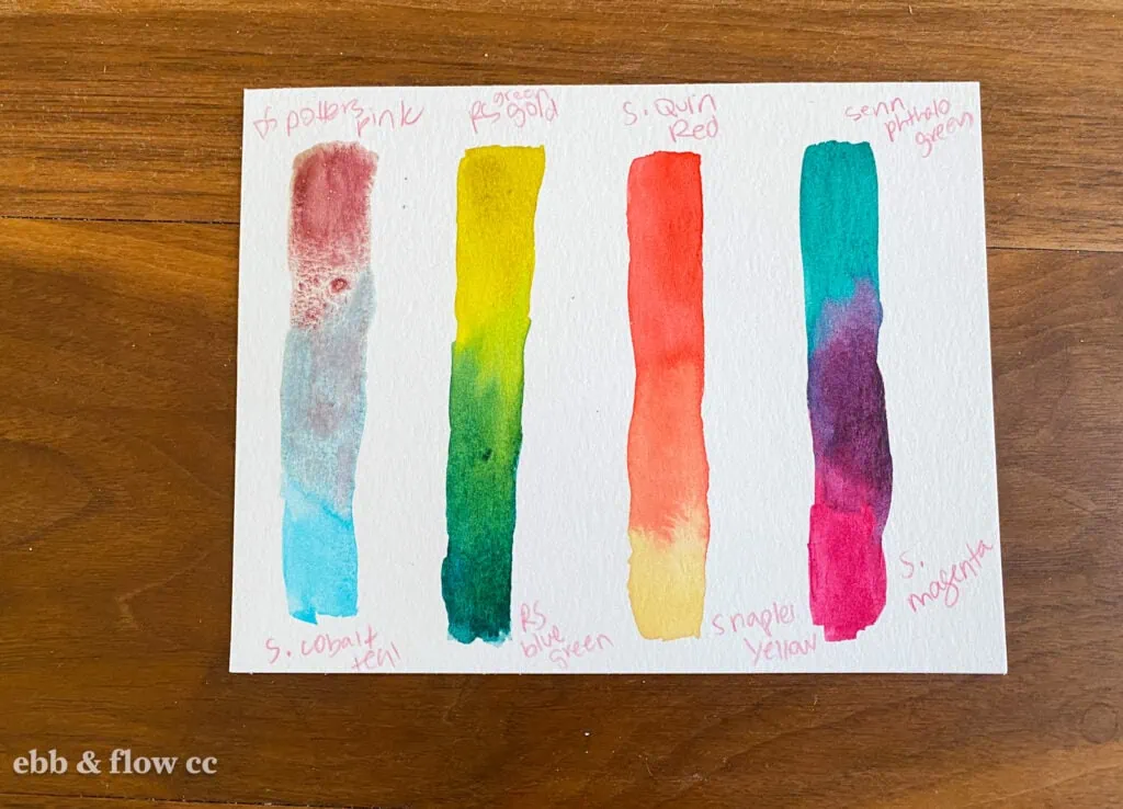 watercolor swatch mixes