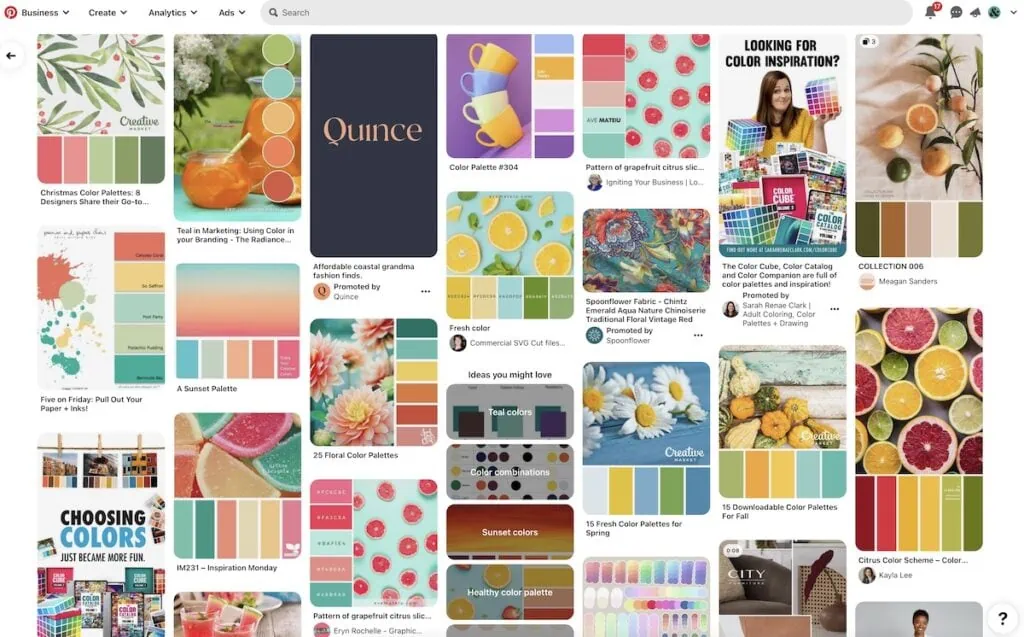 color palettes on Pinterest