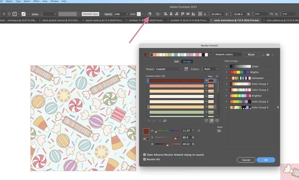 recolor tool in Adobe Illustrator