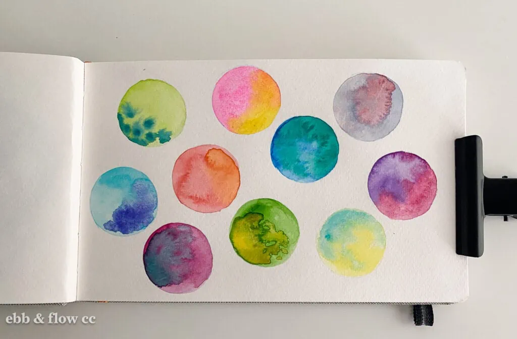 circles painted with watercolor blends