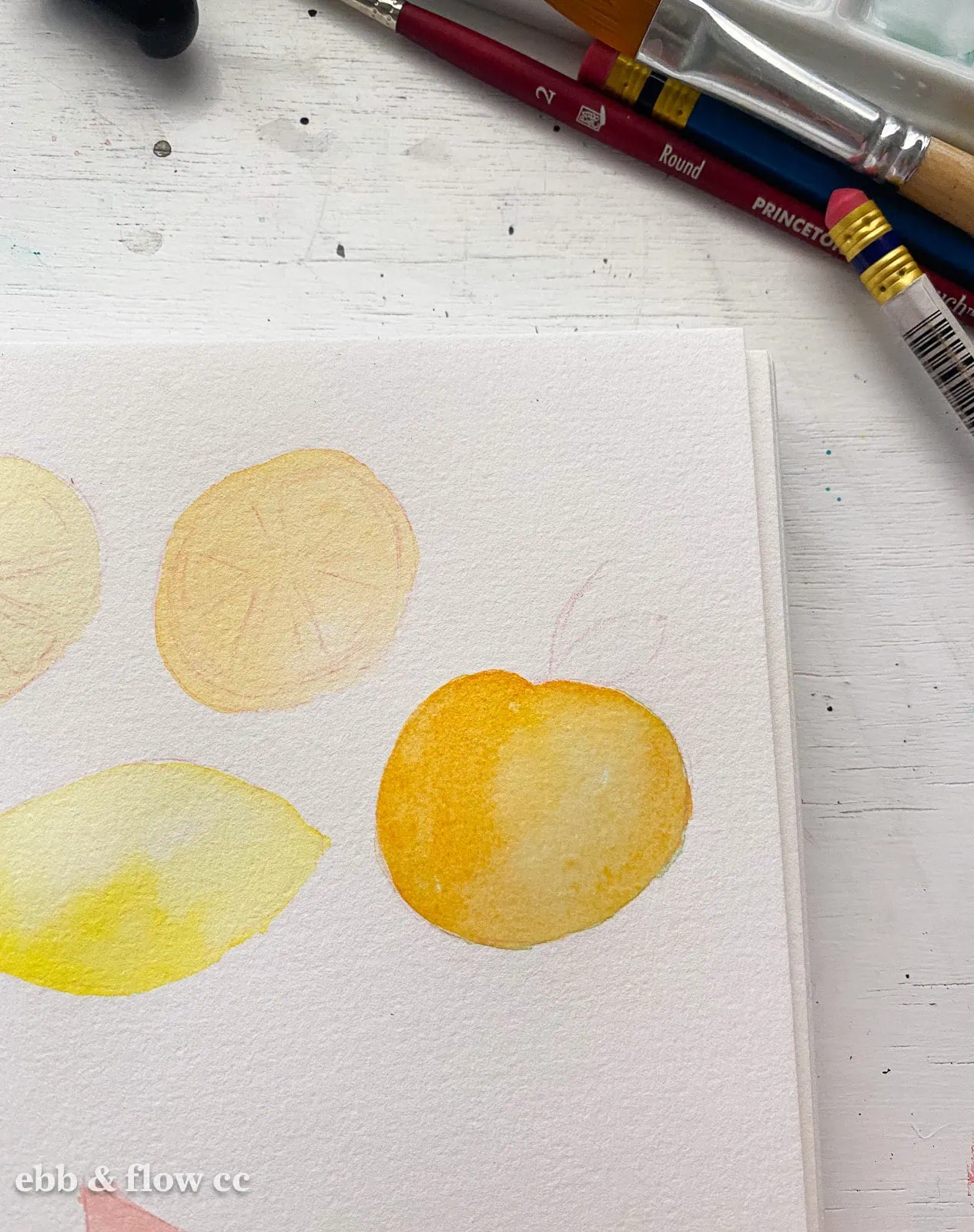 painting orange with watercolor