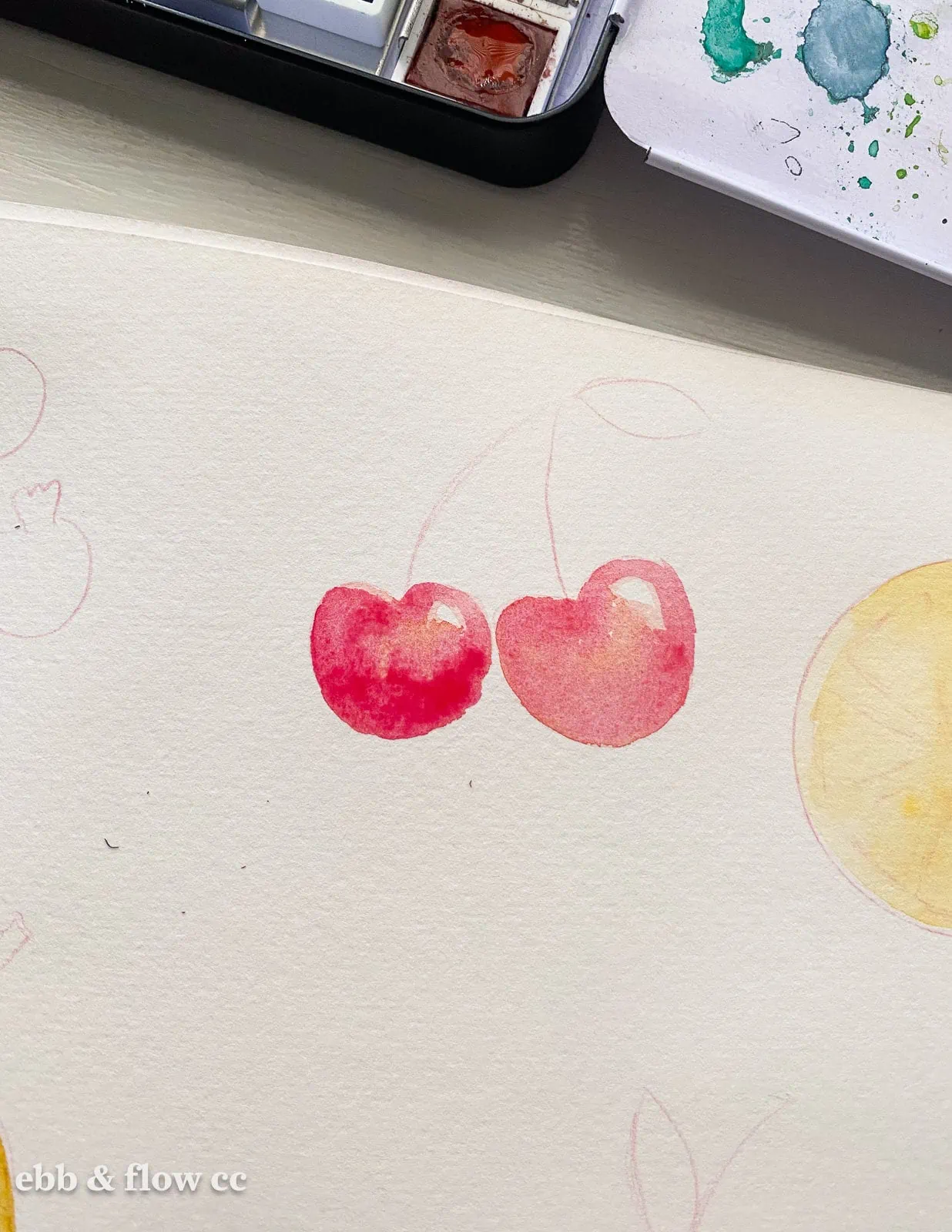 cherry painting in progress