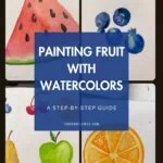 collage of fruit painted with watercolors