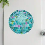 watercolor painting of teal disco ball