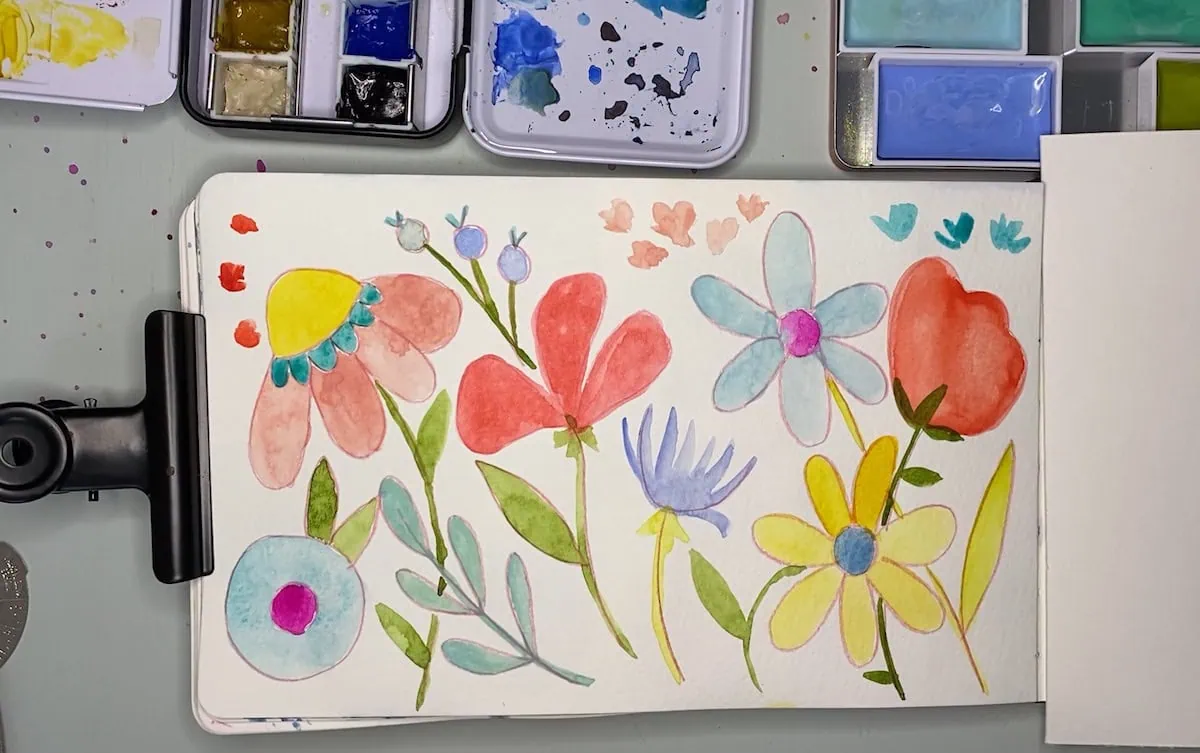 watercolor painting of flowers