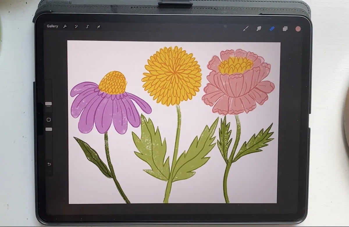 flower illustration with line work