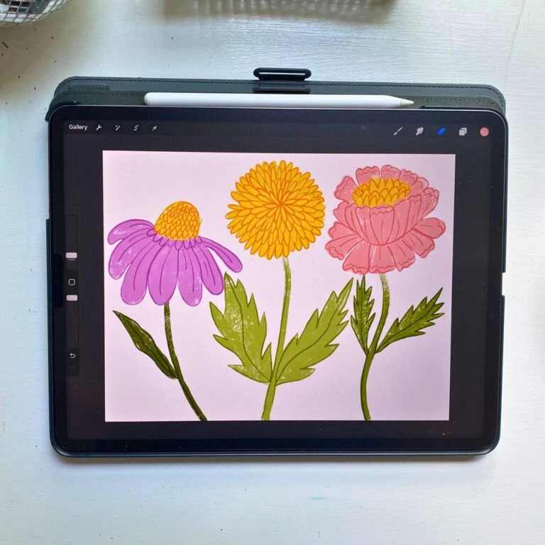 flowers drawn on iPad