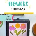 ipad with flowers drawn on screen