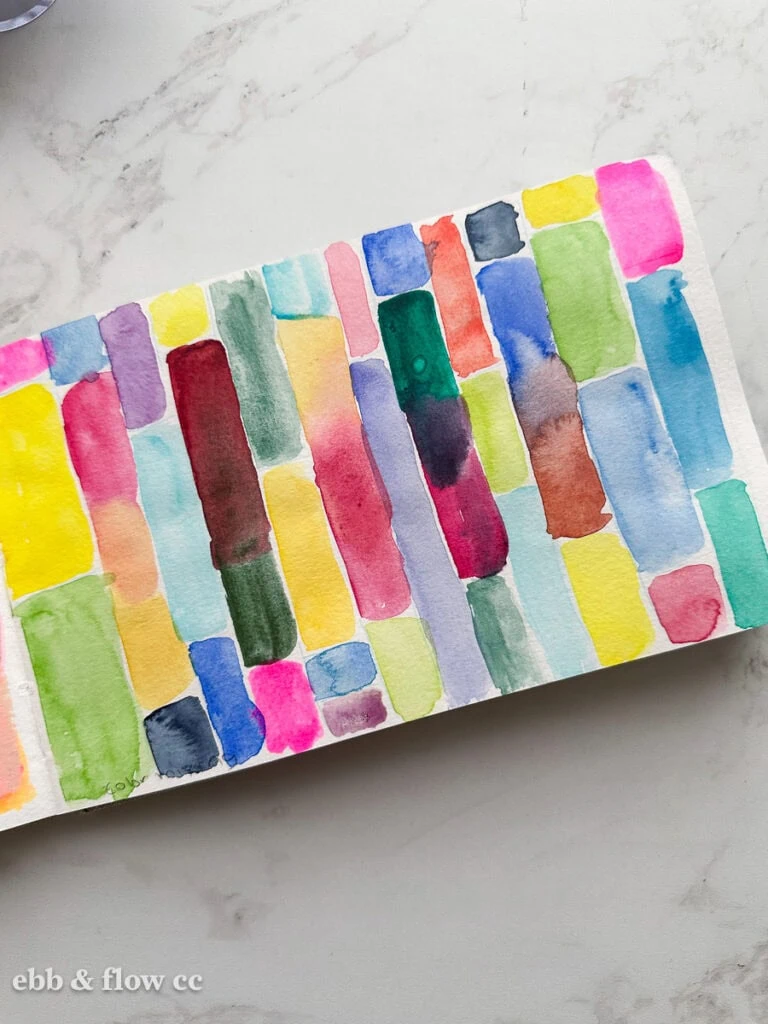 watercolor shapes in sketchbook