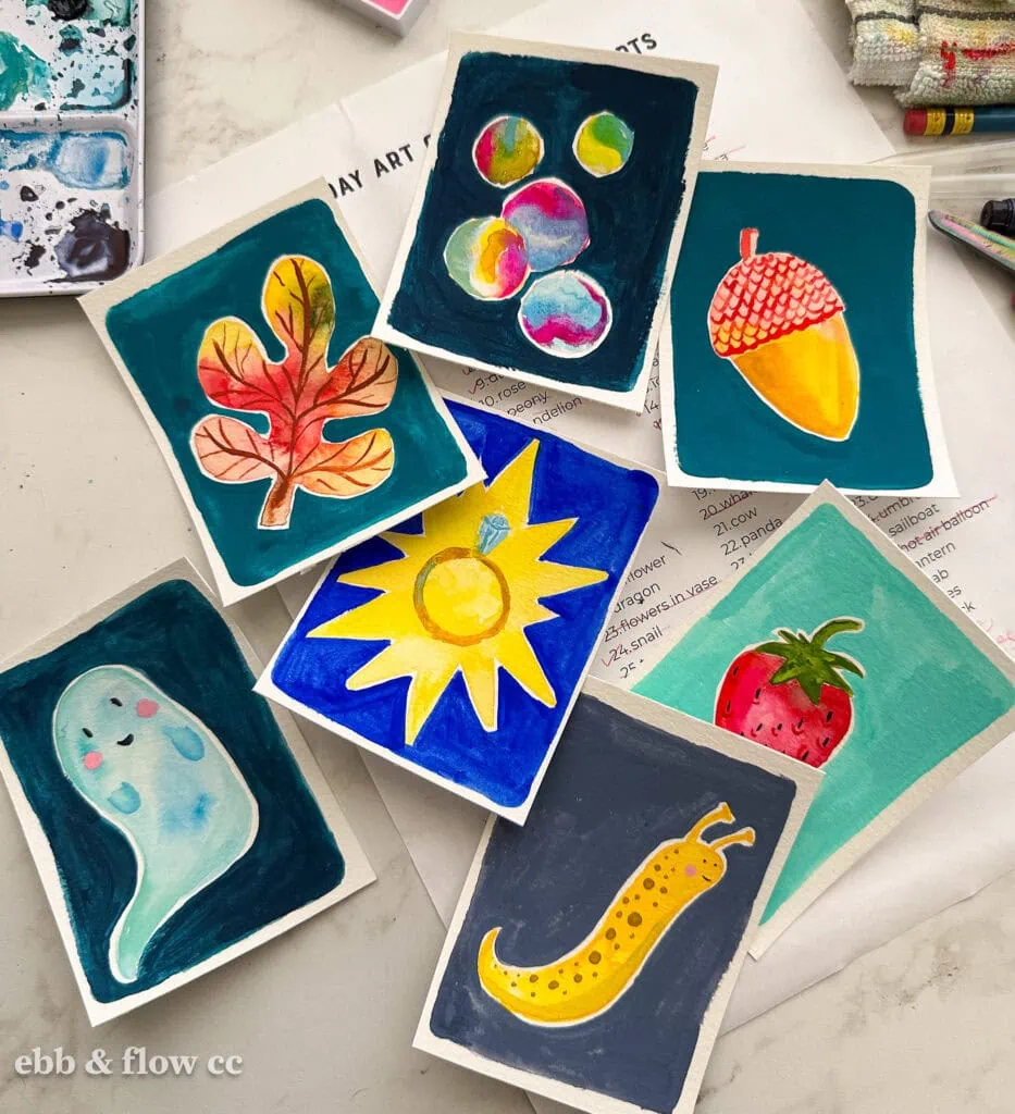 art painted with watercolor and gouache