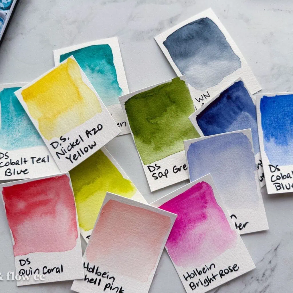 watercolor paint swatches