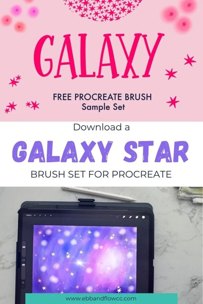 collage of galaxy star info and ipad with galaxy painting