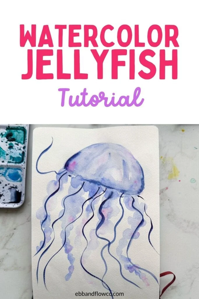 light blue watercolor jellyfish painting