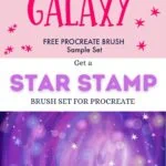 collage of galaxy star brush set and galaxy painting with stars