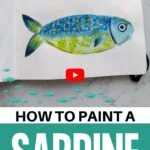 painting of sardine with watercolor paint