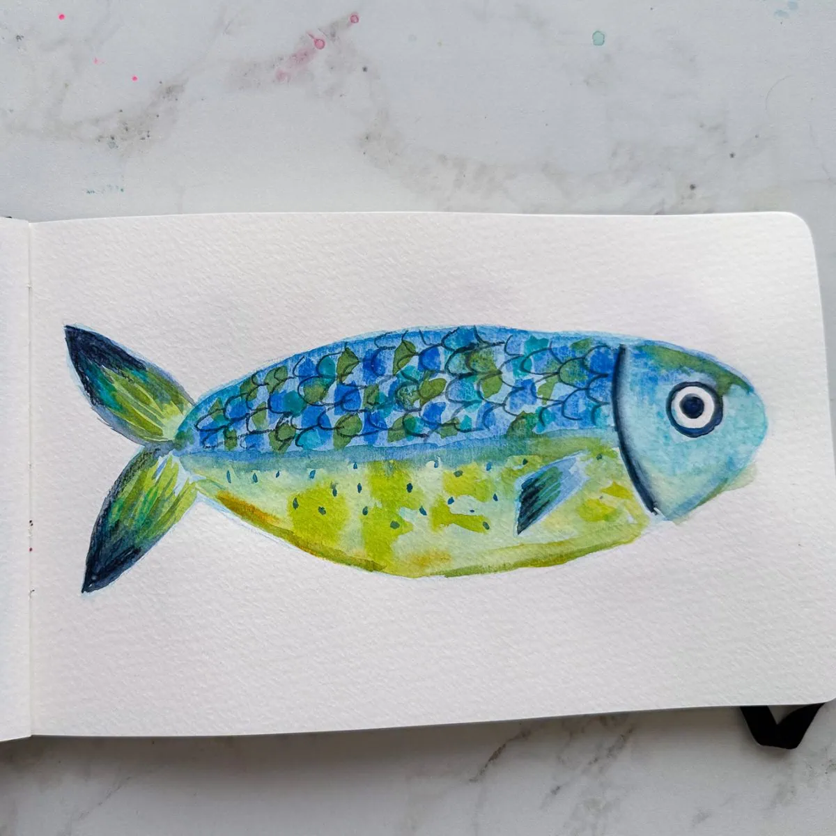 watercolor painting of sardine